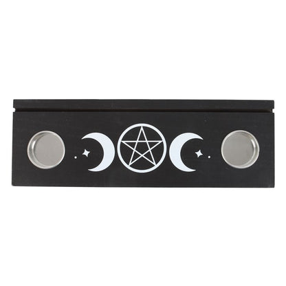 Triple Moon Tarot Card Stand & Tealight Holder (Black)