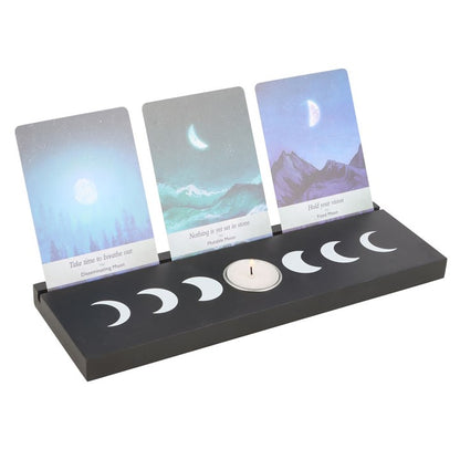 Moon Phase Black Tarot Stand & Tealight Candle Holder