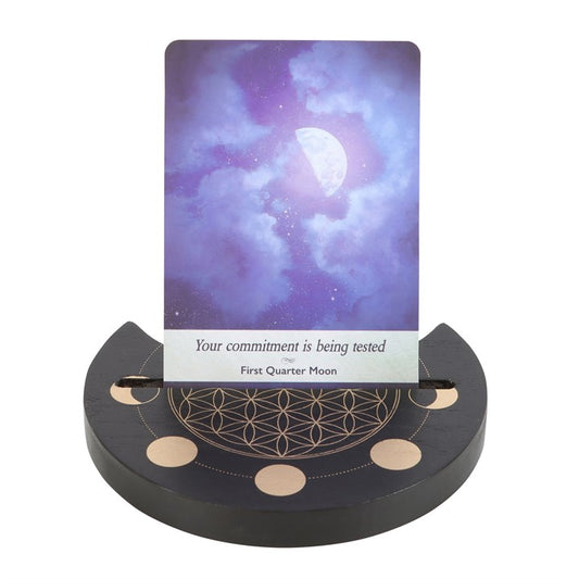 Flower of Life Crescent Moon Tarot Card Stand (Black)