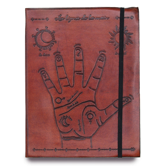 Handmade Vegetable Tanned Leather Journal - Palmistry