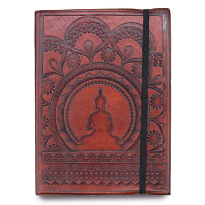 Handmade Vegetable Tanned Leather Journal - Tibetan Mandala