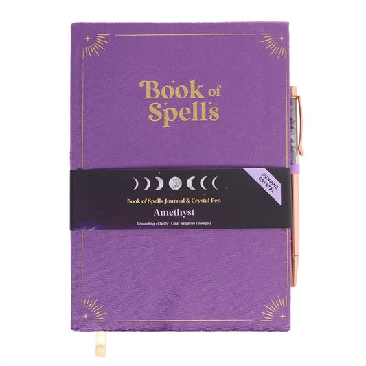 Book of Spells Journal With Amethyst Pen