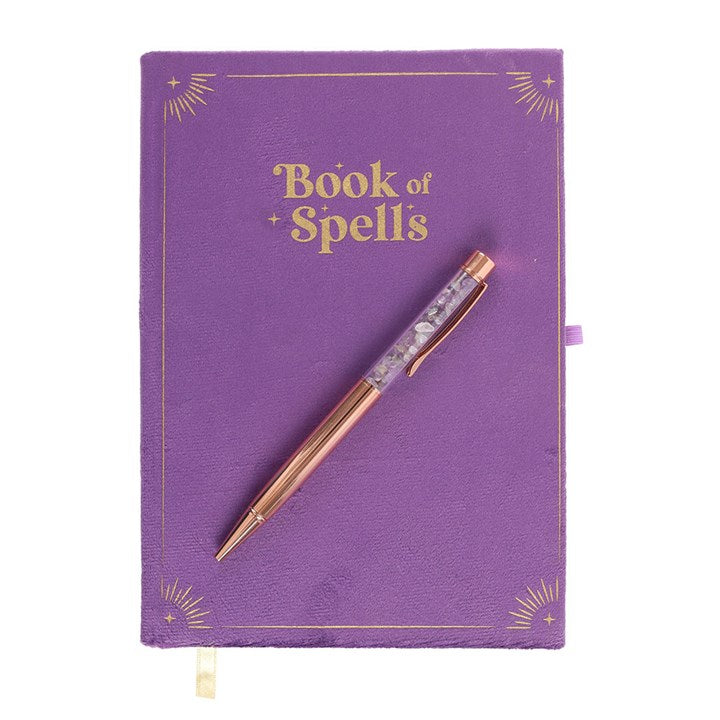 Book of Spells Journal With Amethyst Pen