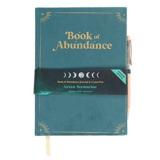 Book of Abundance Journal With Green Aventurine Pen