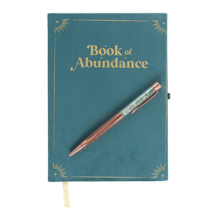 Book of Abundance Journal With Green Aventurine Pen