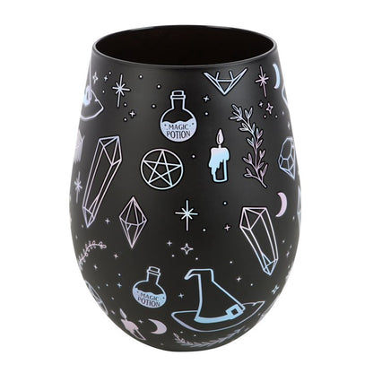 Stemless Glass Wine Cup - Crystal Witch