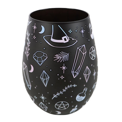 Stemless Glass Wine Cup - Crystal Witch