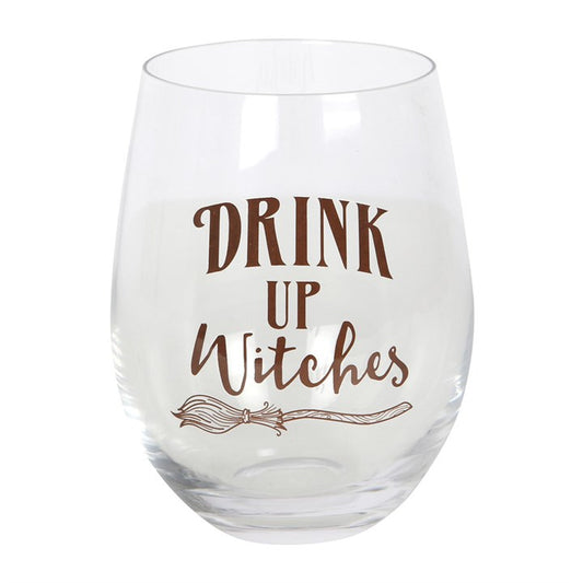 Stemless Glass Wine Cup - Drink Up Witches