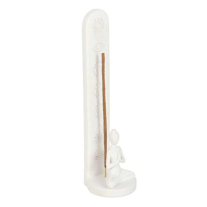 White Chakra and Yoga Pose Incense Stick Holder