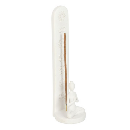 White Chakra and Yoga Pose Incense Stick Holder