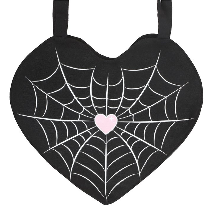 Spiderweb Heart Satin Tote Bag