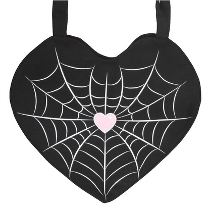 Spiderweb Heart Satin Tote Bag
