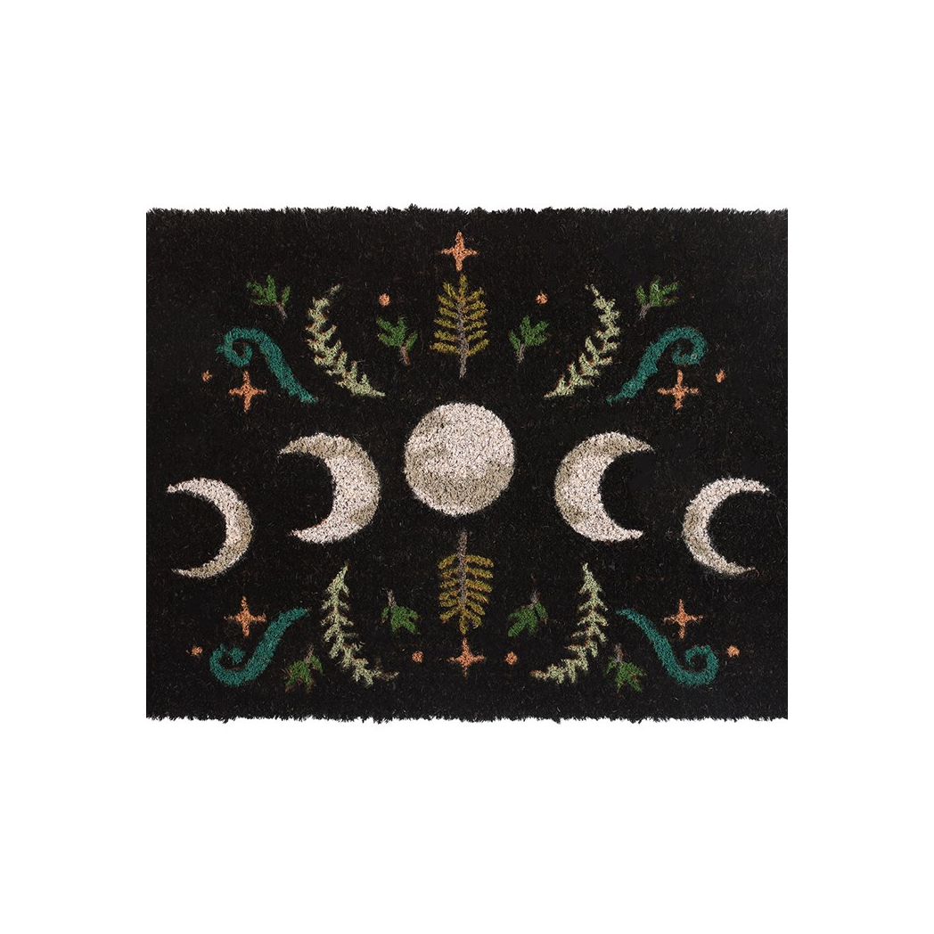 Dark Forest Moon Phase Doormat (Black)