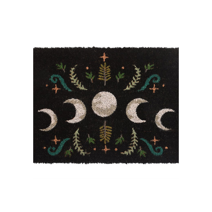 Dark Forest Moon Phase Doormat (Black)