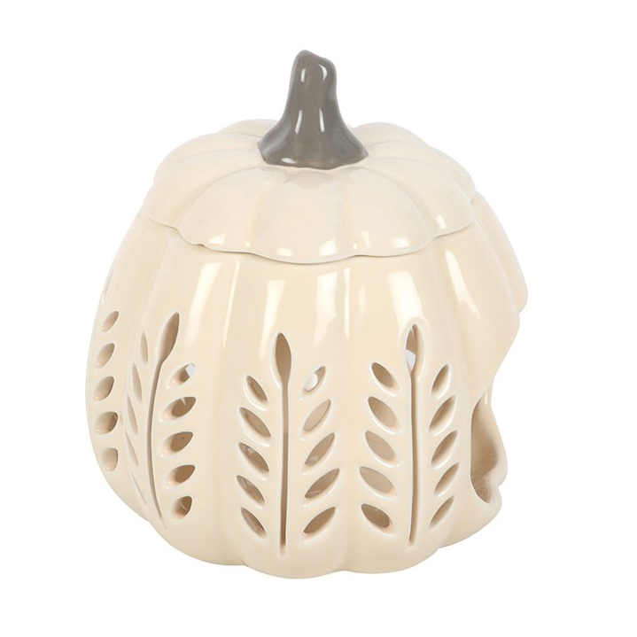 Cream Leaf Cut Out Pumpkin Oil Burner