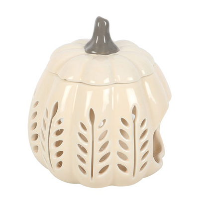 Cream Leaf Cut Out Pumpkin Oil Burner