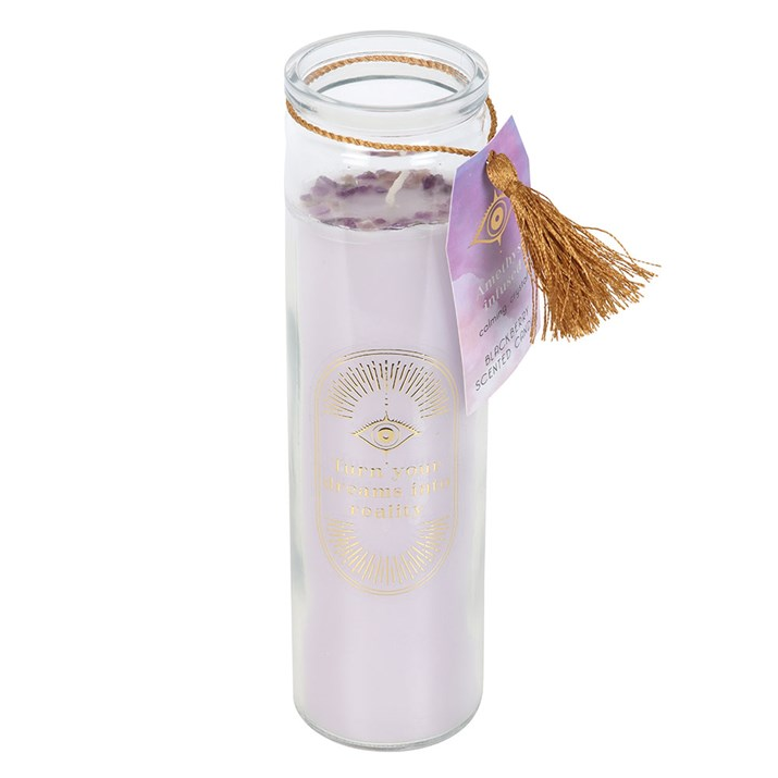 Blackberry Tube Candle with Amethyst Crystals