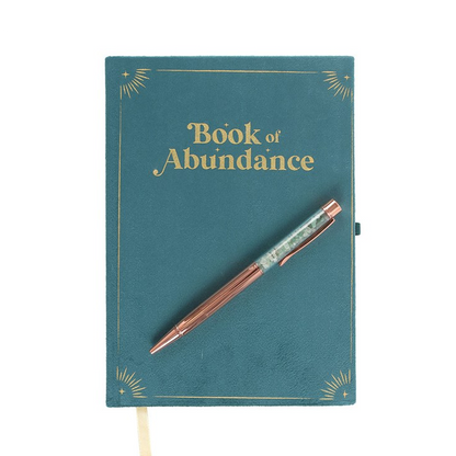 Book of Abundance Notebook with Green Aventurine Crystal Pen (A5)