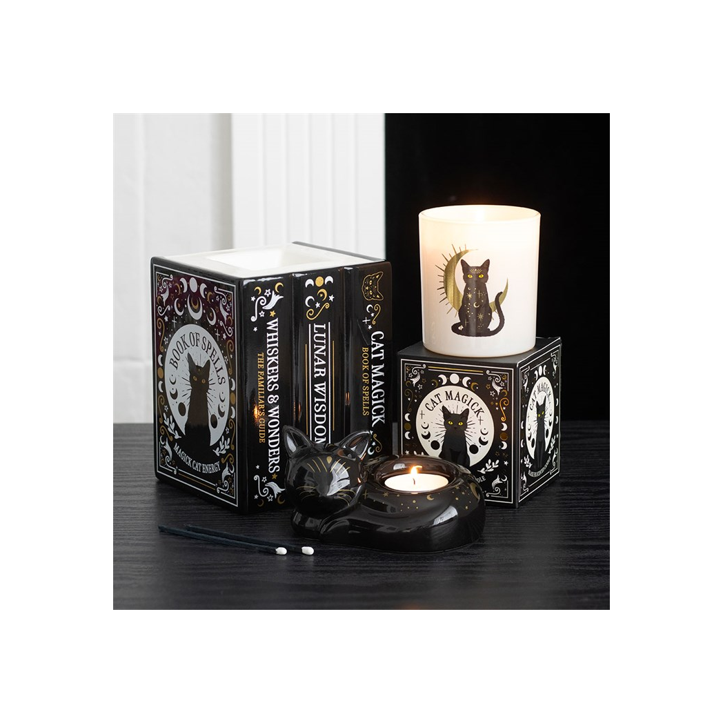 Black Cat Book of Spells Oil Burner