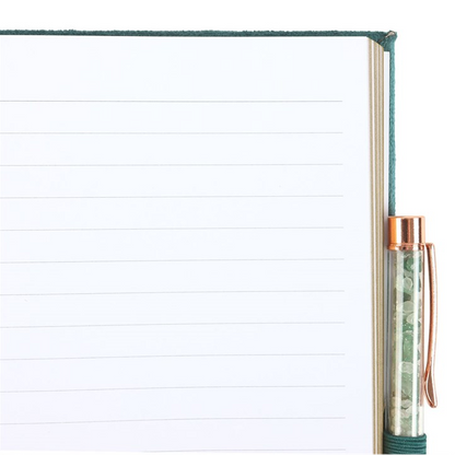 Book of Abundance Notebook with Green Aventurine Crystal Pen (A5)