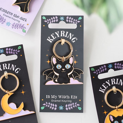 In My Witch Era Bat Cat Enamel Keyring
