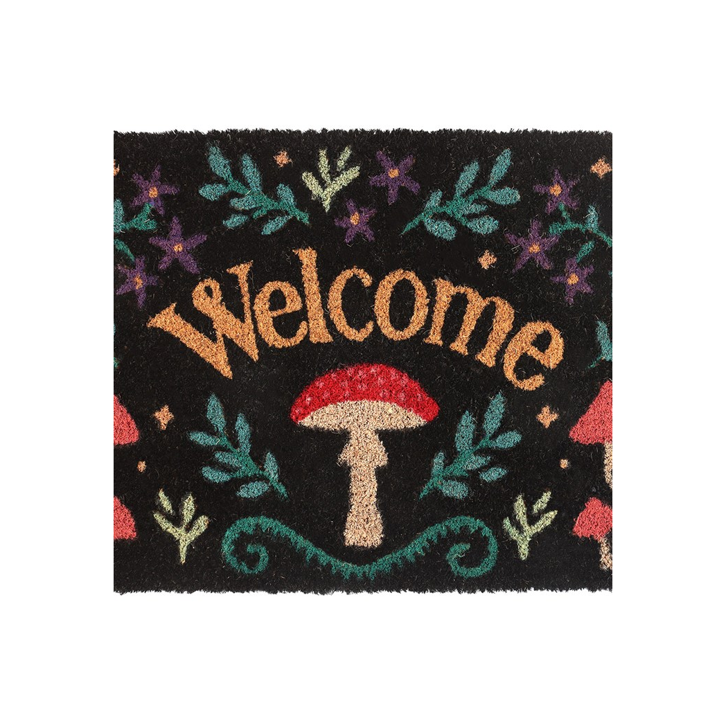 Dark Forest Toadstool Welcome Doormat (Black)