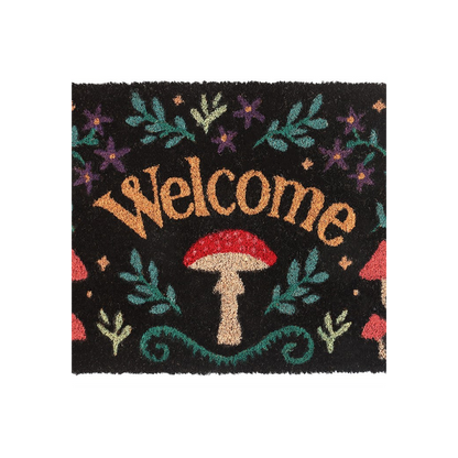 Dark Forest Toadstool Welcome Doormat (Black)