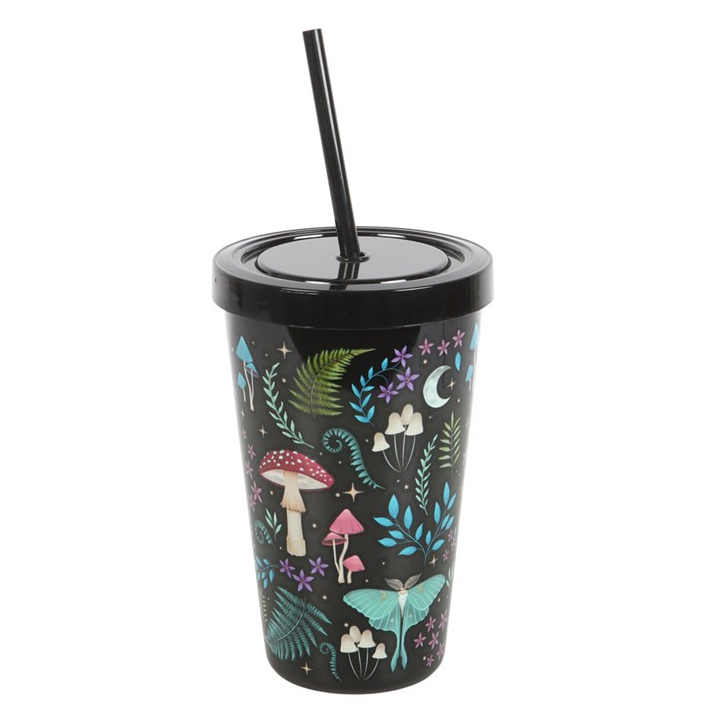 Dark Forest Print Plastic Tumbler with Straw