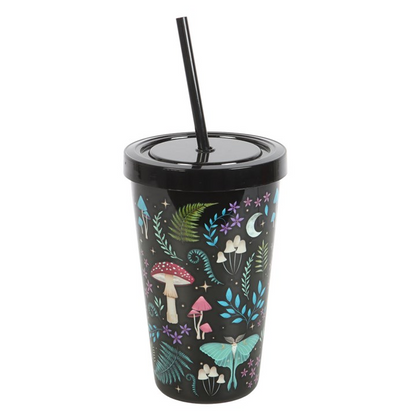 Dark Forest Print Plastic Tumbler with Straw