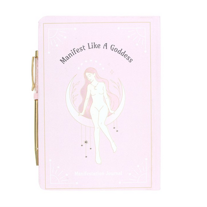 Goddess Energy Manifestation Notebook with Rose Quartz Crystal Pen (A5)