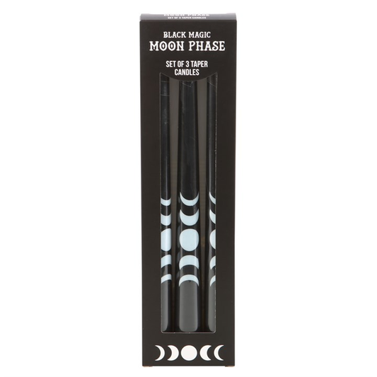 Black Magic Moon Phase Taper Candles (Set of 3)