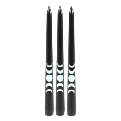 Black Magic Moon Phase Taper Candles (Set of 3)