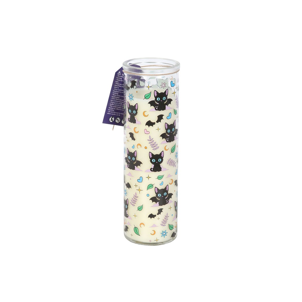 Cute and Creepy Cat Print Lavender Tube Candle