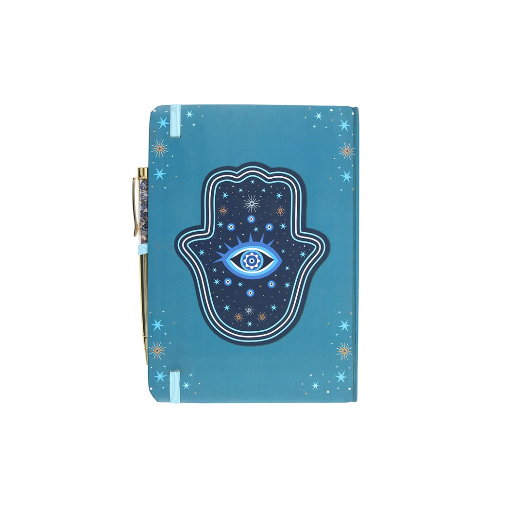 Hand of Hamsa Notebook with Crystal Chip Pen (A5)