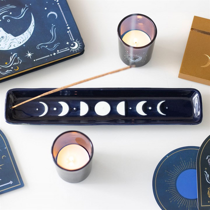 Moon Phase Incense Stick Holder - Blue