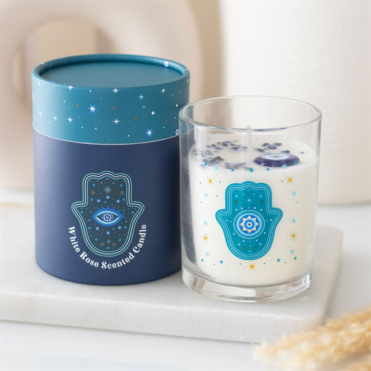 Hand of Hamsa Crystal Candle
