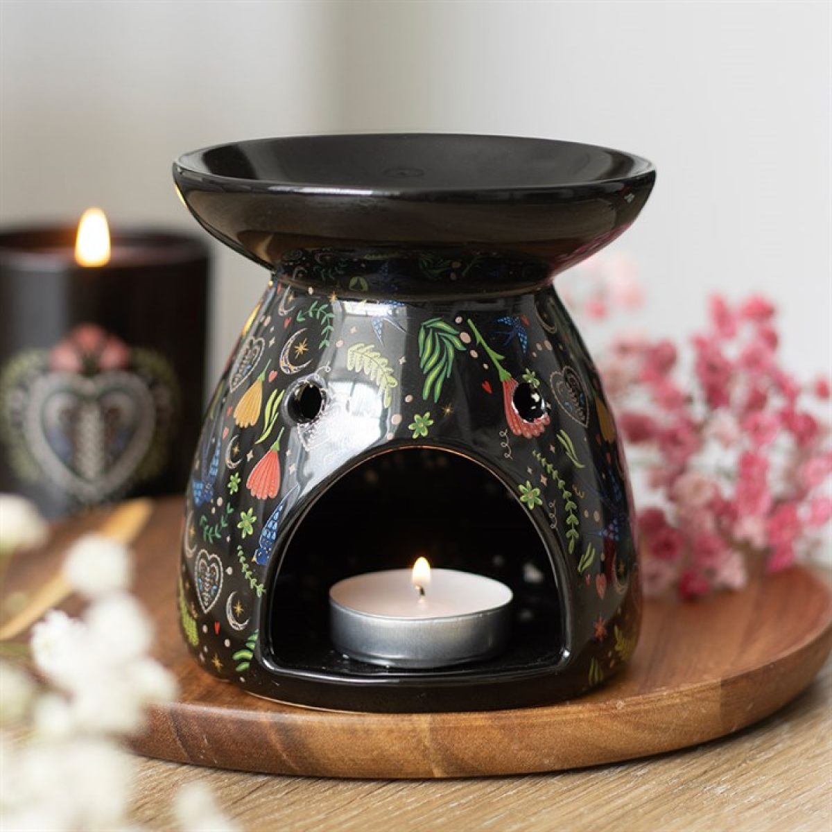 Midnight Bloom Oil Burner - Black