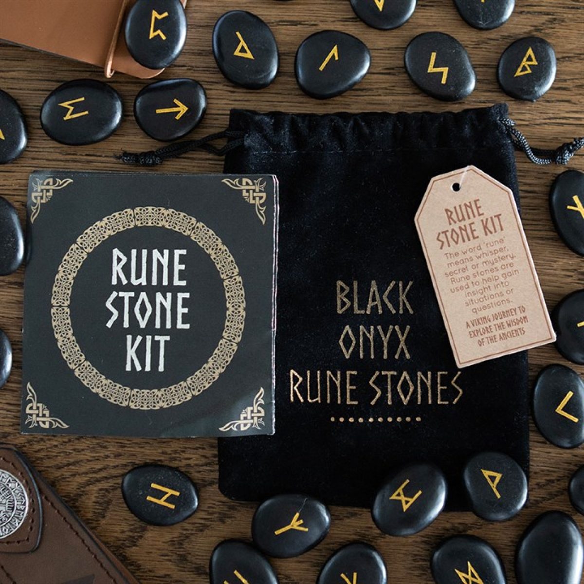 Black Onyx Viking Rune Stones (Set of 25 )