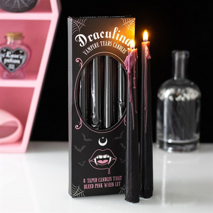 Pink Vampire Tears Taper Candles (Set of 4)