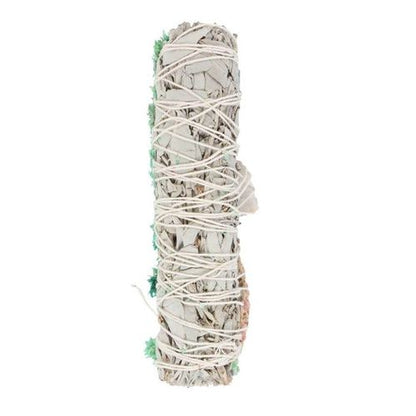 6in Ritual Wand - White Sage, Abalone & Quartz