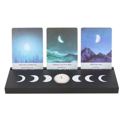 Moon Phase Black Tarot Stand & Tealight Candle Holder