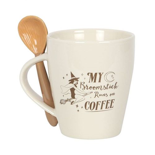 My Broomstick Runs On Coffee Mug With Spoon