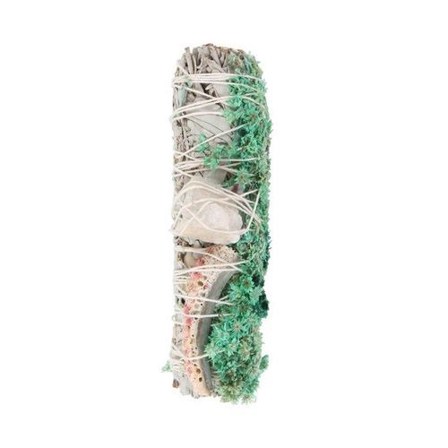 6in Ritual Wand - White Sage, Abalone & Quartz