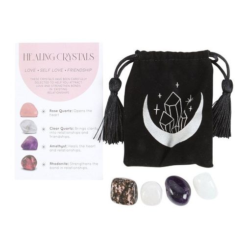 Healing Crystals With Moon Trinket Dish - Love
